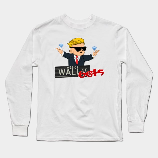 Wallstreetbets Kid Diamond Hands Long Sleeve T-Shirt by djhyman